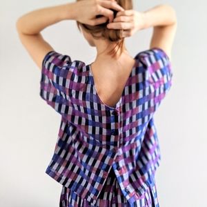 Vintage Simon Chang Woven Cotton Dress Set, Size S